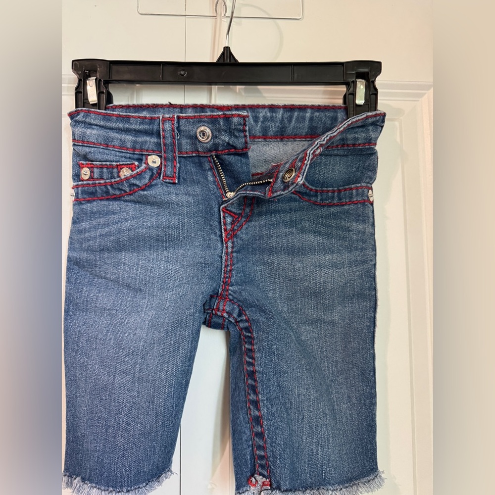 True Religion Girls BIG T SHORT KIDS Bermuda Stretch starry blue Red Size 4 - Picture 5 of 6